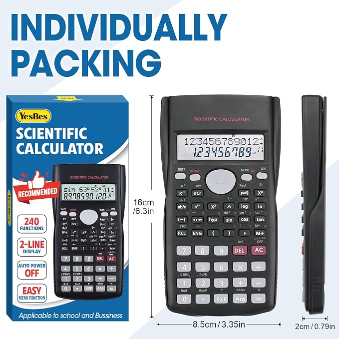24 Pack Scientific Calculators Bulk, 2-Line Large Screen Display 240 Functions - Image 5