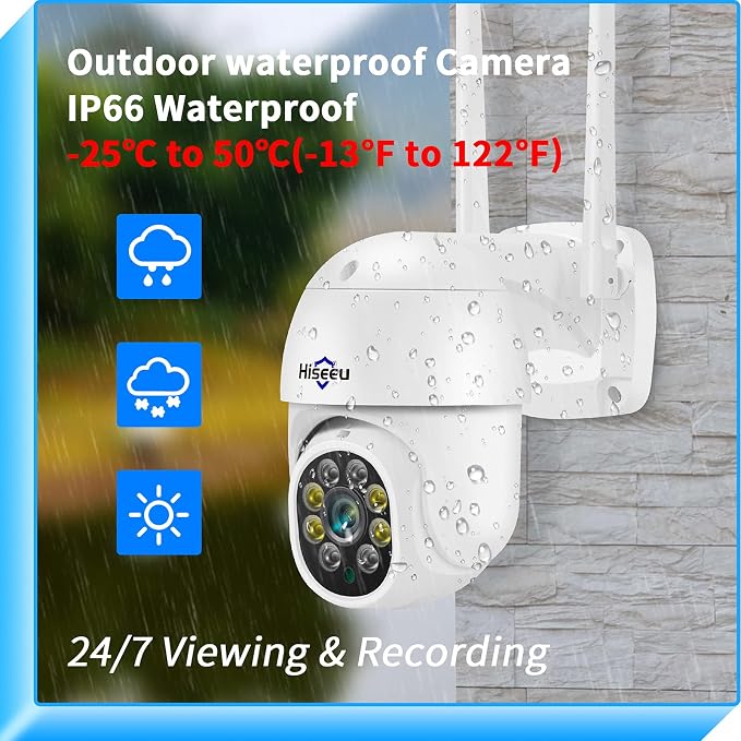 Hiseeu 3MP Security Camera Outdoor, WiFi Camera, Auto Tracking&Light Alarm - Image 2