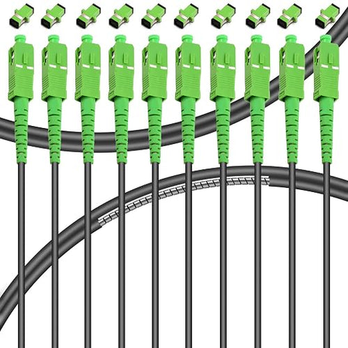 10-Pack - 15m SC/APC to SC/APC Fiber Optic Internet Cable, Armored Single Mode by Bangun