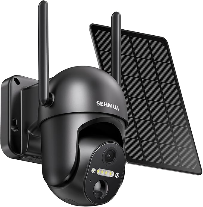SEHMUA Solar Security Cameras Wireless Outdoor, 2K 360° View Battery Powered by SEHMUA