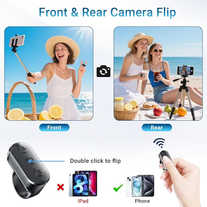 Phone Remote with Zoom for iPhone Android Camera Accessories, Phone Front/Rear - Image 5