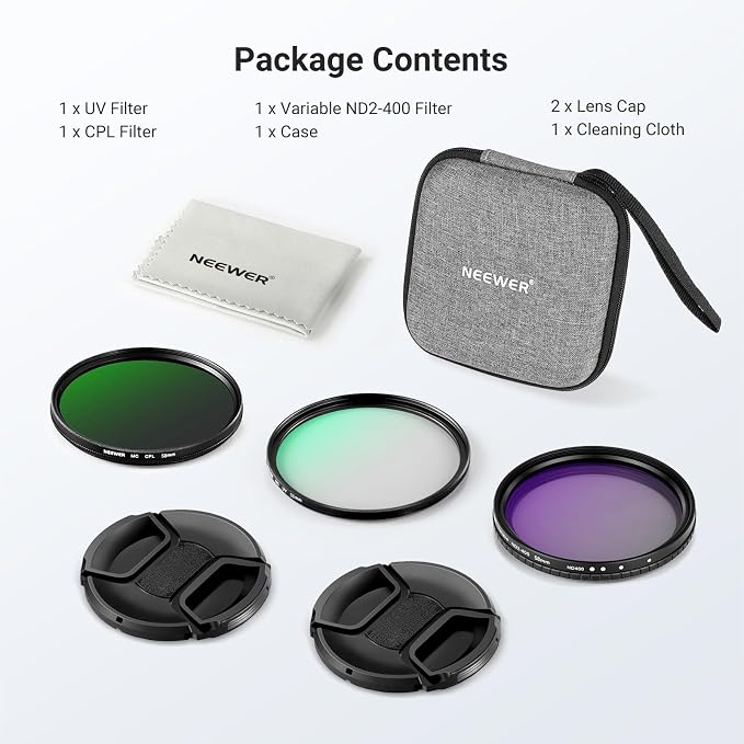NEEWER 58mm Variable ND + CPL + UV Filter Kit - Image 9
