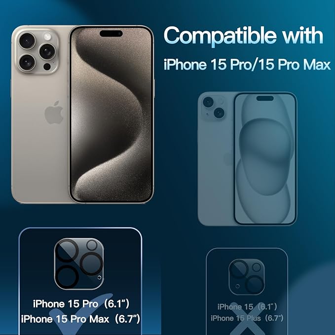 JETech Camera Lens Protector for iPhone 15 Pro 6.1-Inch and iPhone 15 Pro Max - Image 2