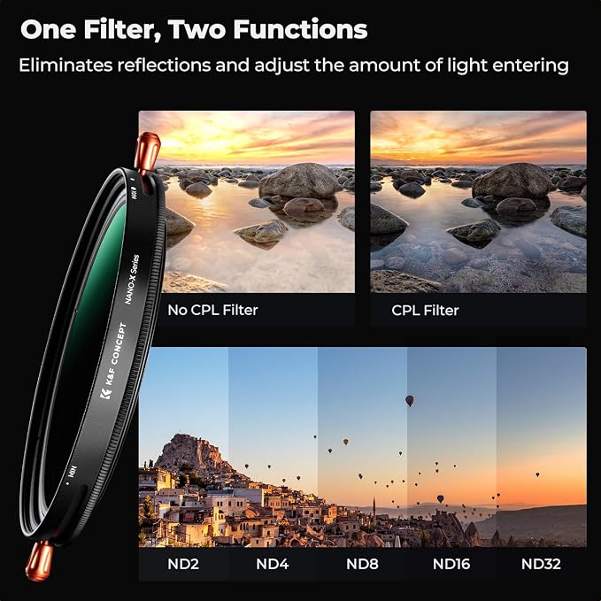 K&F CONCEPT 49mm Variable Fader ND2-ND32 ND Filter and CPL Circular Polarizing - Image 3