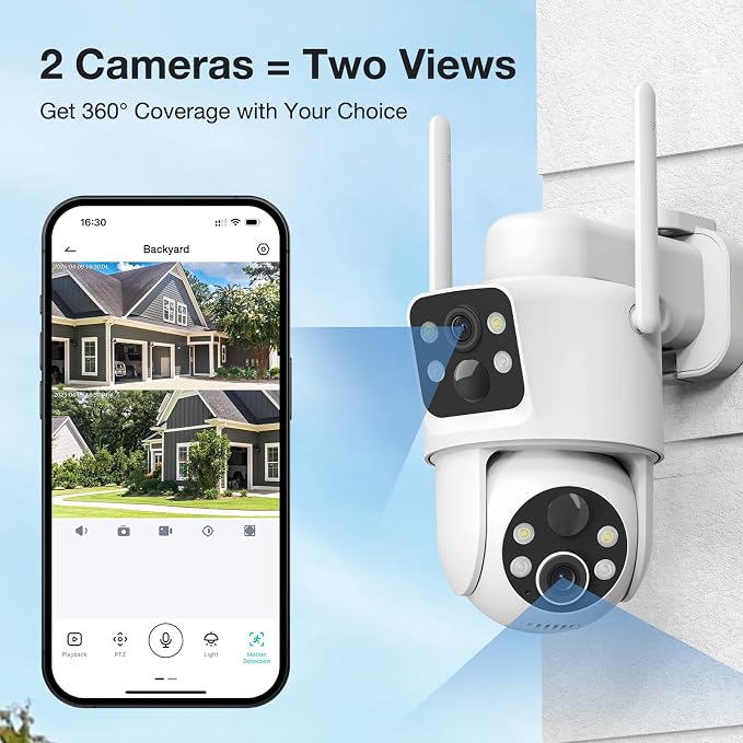 TKENPRO Dual Lens Solar Security Cameras Wireless Outdoor, 2K Full HD Video - Image 2