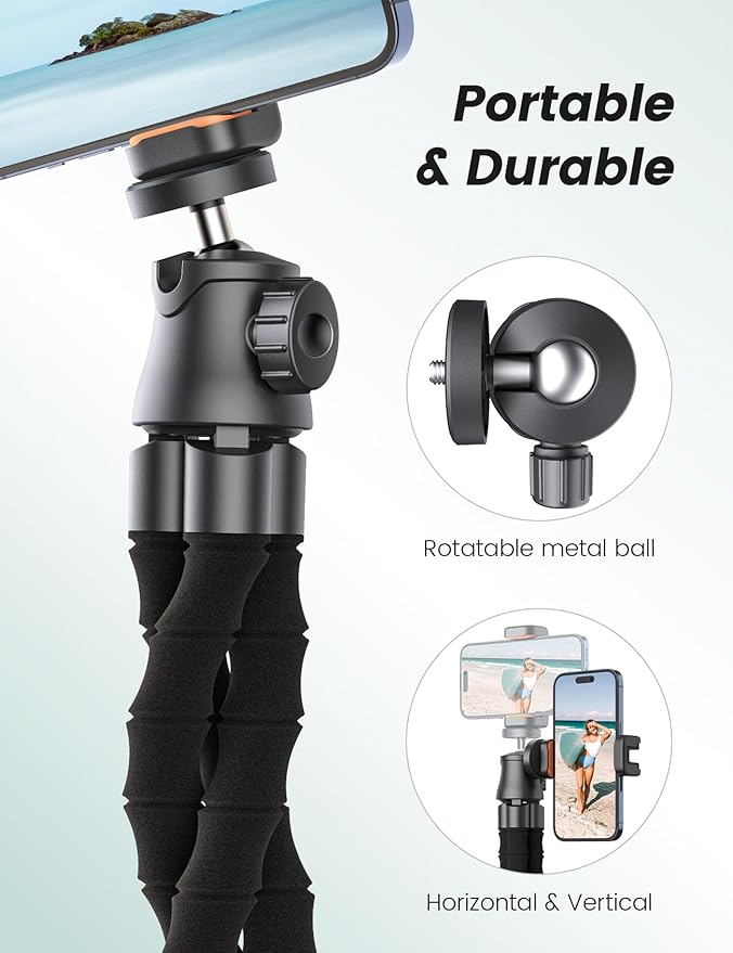 Pnitri Phone Tripod Stand, Extendable Reinforced Aluminum Phone Stand - Image 5