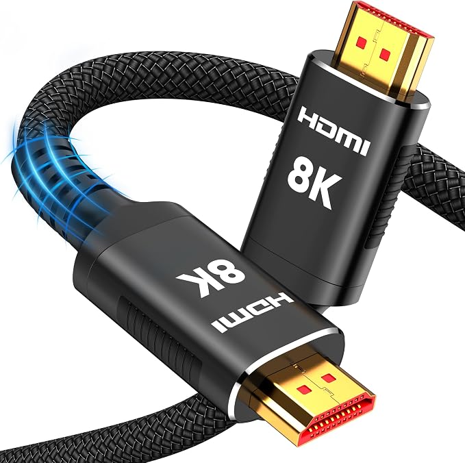 Snowkids 8K HDMI 2.1 Cable 1.5 ft, Non-Slip Nylon Braided, 48Gbps Ultra by Snowkids