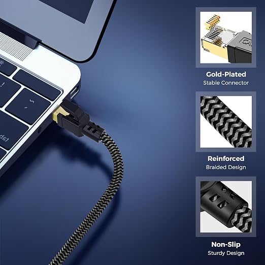 Cat 8 Ethernet Cable 10FT, High-Speed Braided Internet Cable Network Cord - Image 4