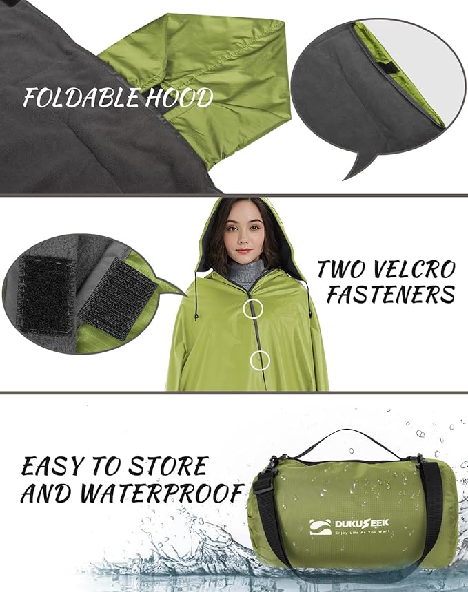 DUKUSEEK Waterproof Blanket Outdoor, Hooded Blanket Poncho - Image 2