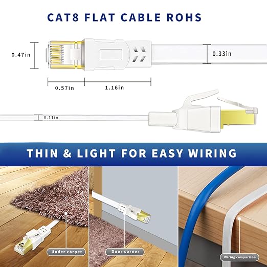 Cat 8 Ethernet Cable 40FT, High Speed Heavy Duty Cat8 Internet Ethernet Cable - Image 3