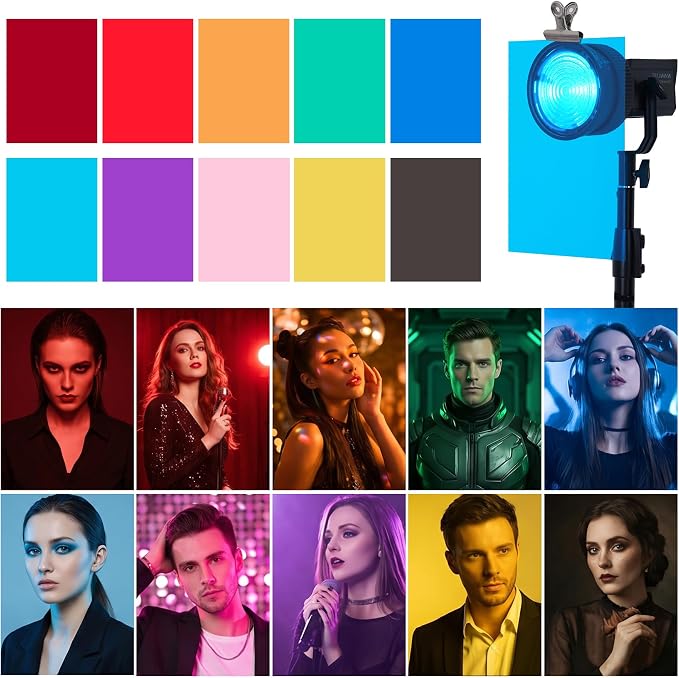 Lystaii 9pcs Gel Light Filter Color Correction Colored Overlays Transparent - Image 4