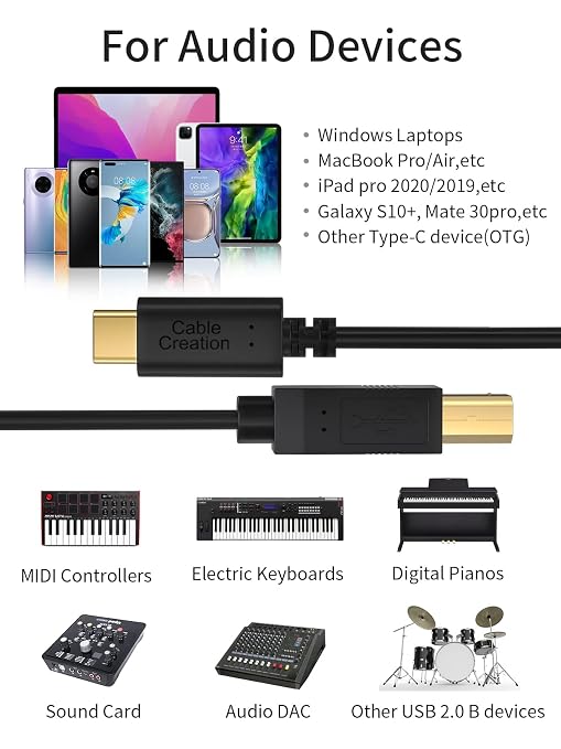 CableCreation USB C Printer Cable 1 m, Printer Cable USB C to B, Scanner Cable - Image 7