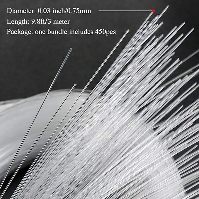 AKEPO End Glow Fiber Optic Light Cable 450pcs*9.8ft/3m*Ф0.03in/0.75mm, PMMA - Image 4