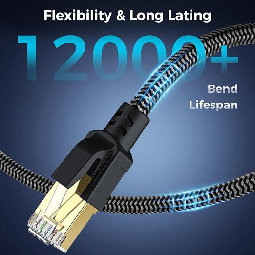 Cat 8 Ethernet Cable 15FT, High-Speed Braided Internet Cable Network Cord - Image 6