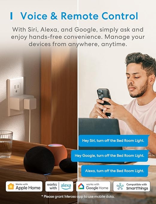 meross Smart Plug Mini, 15A & Reliable Wi-Fi, Support Apple HomeKit, Google - Image 5