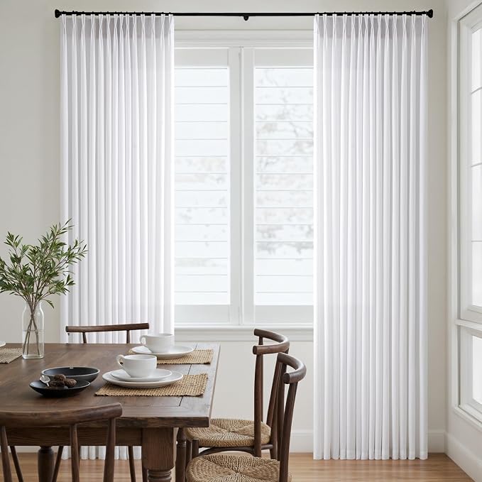ANRODUO Memory Trained Pinch Pleated Curtains 90 Inches Long, Viral Linen Pinch by ANRODUO