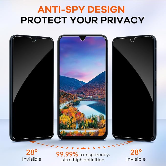 3+3 Pack for Samsung Galaxy A26 5G Privacy Screen Protector & Phone Camera Lens - Image 4