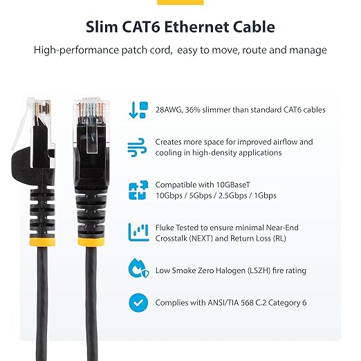 StarTech.com 2ft Orange Slim CAT6 Ethernet Cable, Snagless RJ45, 28AWG Pure - Image 2