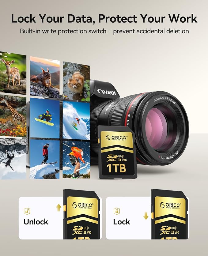 ORICO 512GB SD Card V90 UHS-II Memory Card, 300MB/s Read 250MB/s Write - Image 7