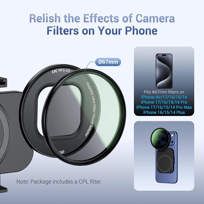 JJC 67mm CPL Filter for iPhone, Magnetic Circiular Polarizer Lens Filter Mount - Image 4