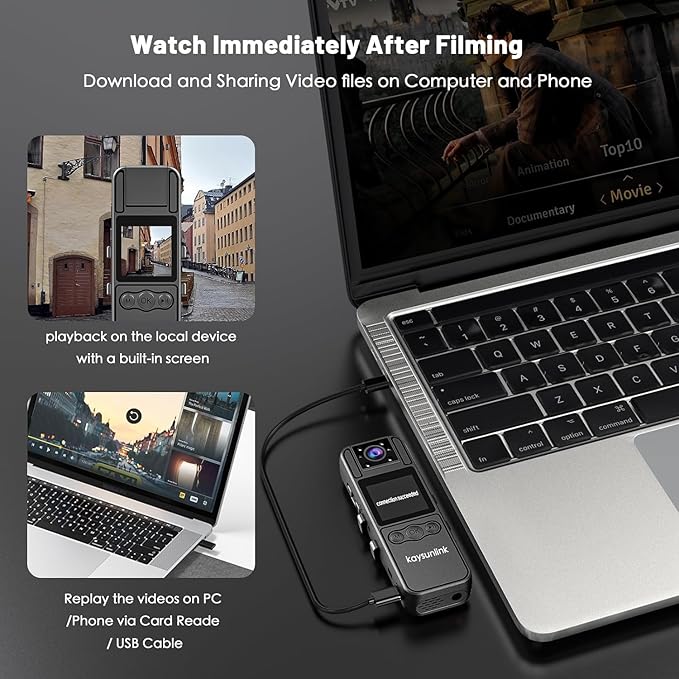 kaysunlink Body Camera with Audio and Video Recording 1080P FHD Mini Police - Image 6