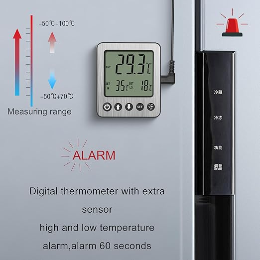 Refrigerator Thermometer Freezer Alarm Digital Freezer Thermometer Fridge - Image 5