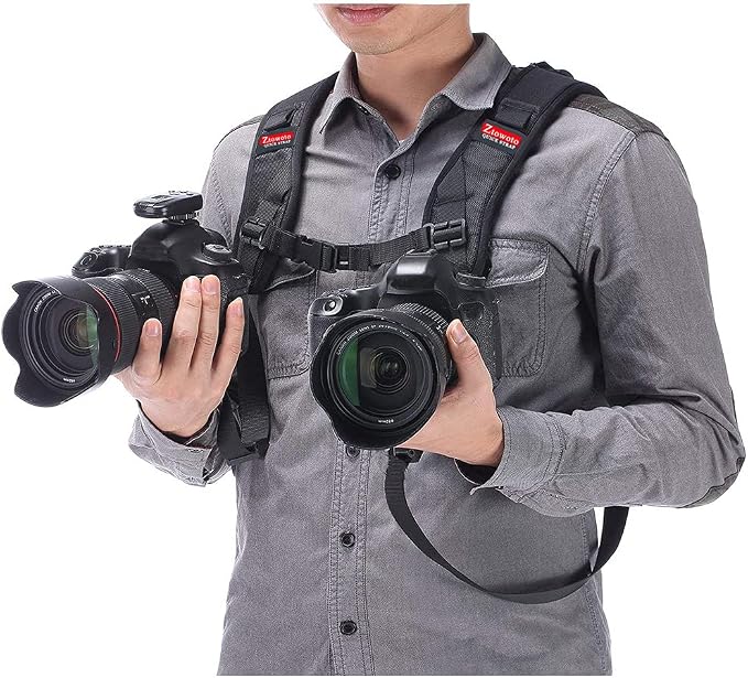 Double Shoulder Camera Strap Harness Quick Release Adjustable Dual Camera - Image 2