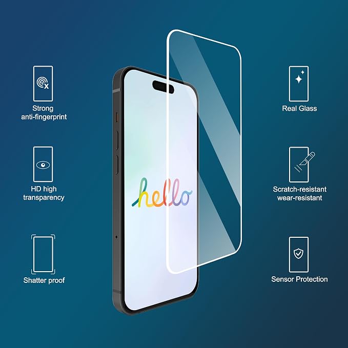 Ailun Screen Protector for iPhone 16 / iPhone 15 / iPhone 15 Pro Display 3 Pack - Image 2