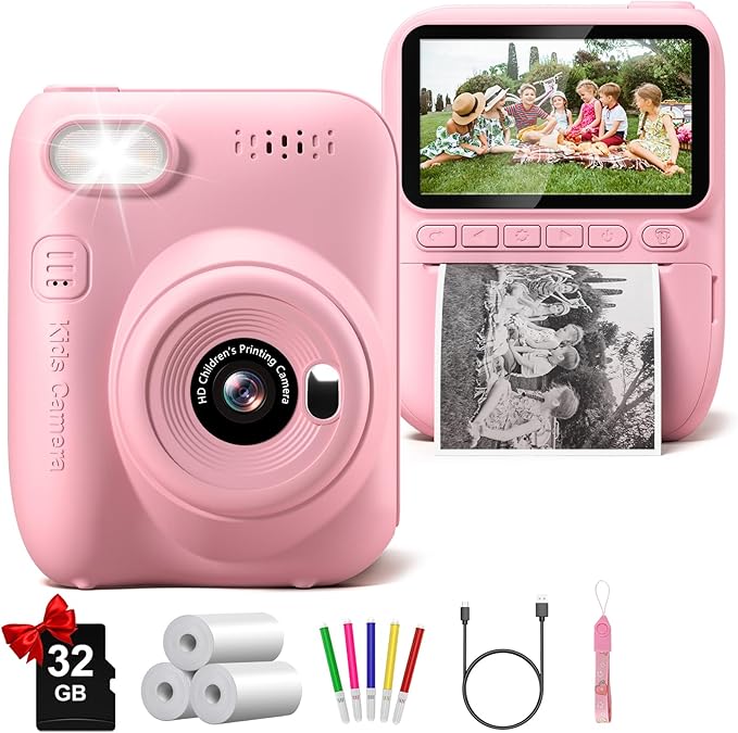 Instant Print Camera for Kids, 3.0" HD 32MP Kids Camera 1080P - Image 8