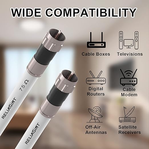 50ft RG6 Coaxial Cable White, 75 Ohm Coax Cable - Image 5