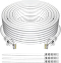 Adoreen Cat 6 Ethernet Cable 50 Ft-White, Outdoor & Indoor Snagless Long Round by Adoreen