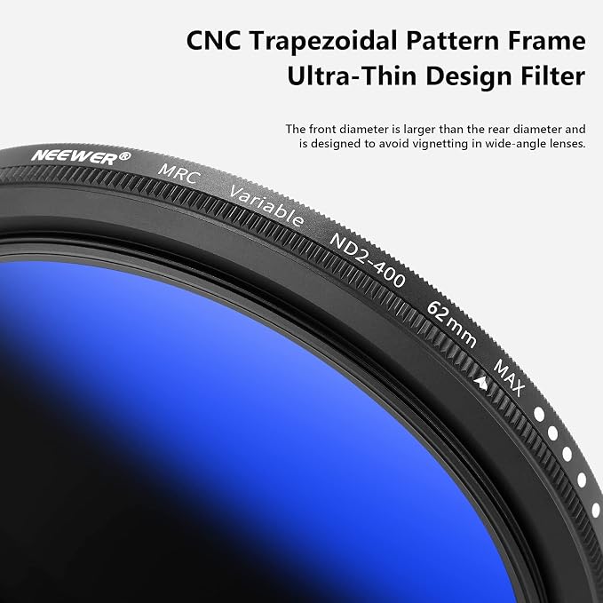 NEEWER 62mm Variable ND Filter ND2-ND400, Neutral Density Filter, Water and - Image 4
