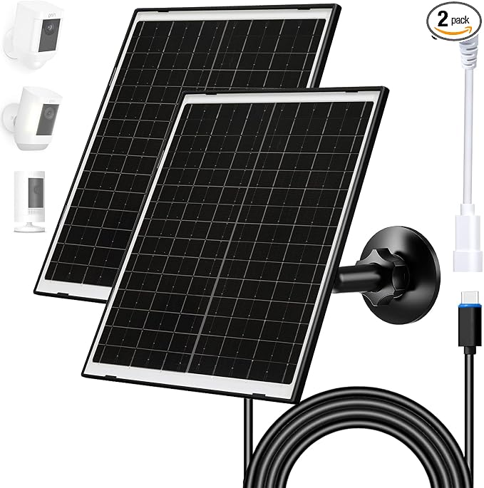FUTUREZEN 10W Solar Panel for Ring Camera, DC 3.5×1.35mm & USB-C Solar Charger by Unknown