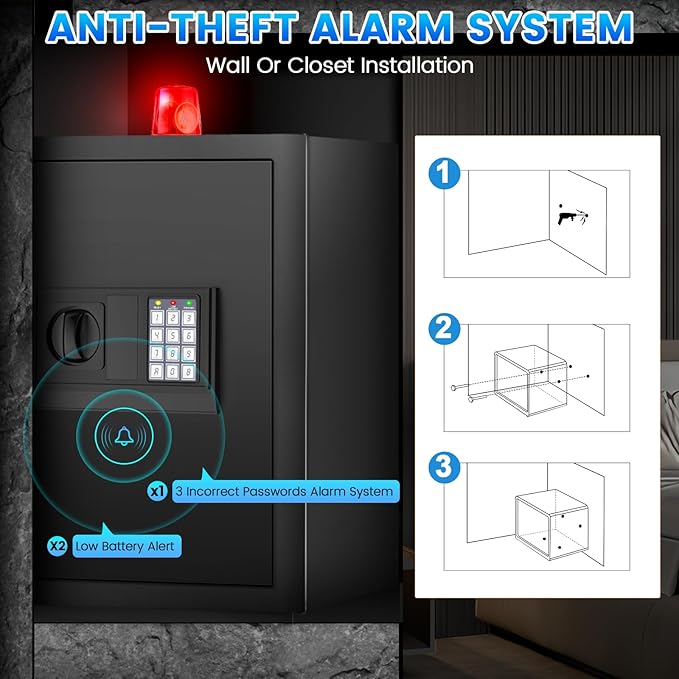 Large Home Safe 3.3 Cuft, Digital Security Safe Box - Image 5