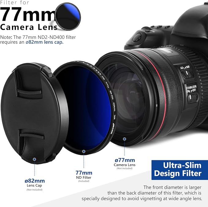NEEWER 77mm Variable ND Filter ND2-ND400, Neutral Density Filter, Water and - Image 9