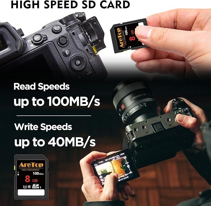 AreTop SD Card 8GB, 5 Pack UHS-I Class 10 SDHC Memory Card, 5 Pack 8GB Full HD - Image 3