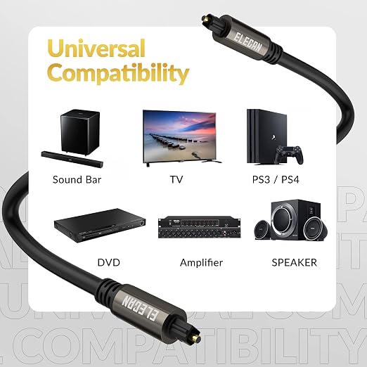 Elecan Optical Audio Cable 100 Ft Digital Audio Toslink Cable Cord-Fiber - Image 6