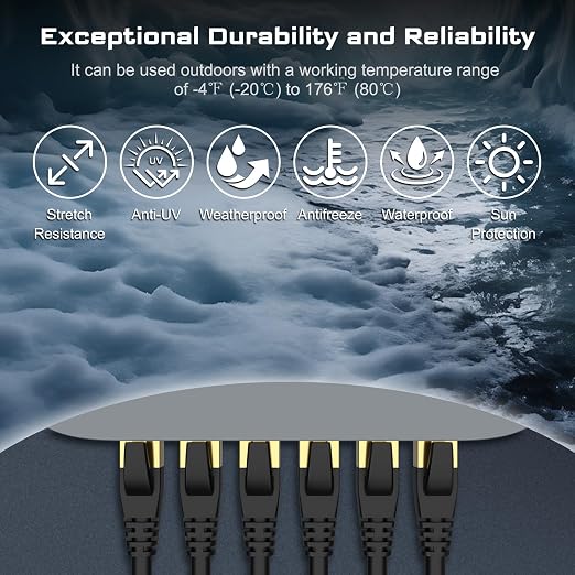 DbillionDa Cat 8 Ethernet Cable 40Gbps 2000MHz, 10FT Supports Cat7 Cat6 Cat5e - Image 6
