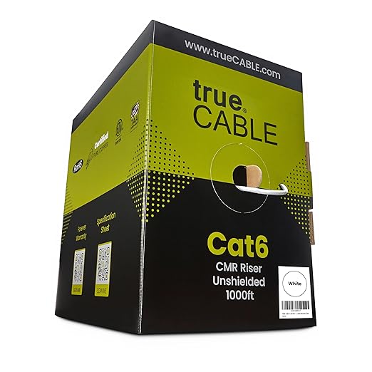 TRUE CABLE Cat6 Riser, 23AWG 4 Pair Solid Bare Copper, ETL Listed, Unshielded by trueCABLE