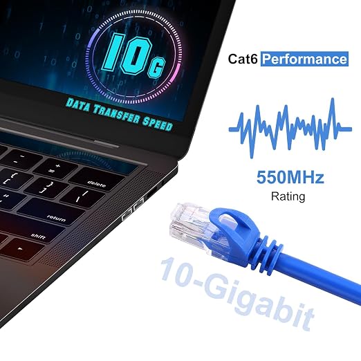 CAT 6 Ethernet Cable 100 FT, Indoor High-Speed 10Gbps Snagless Long CAT6 - Image 5