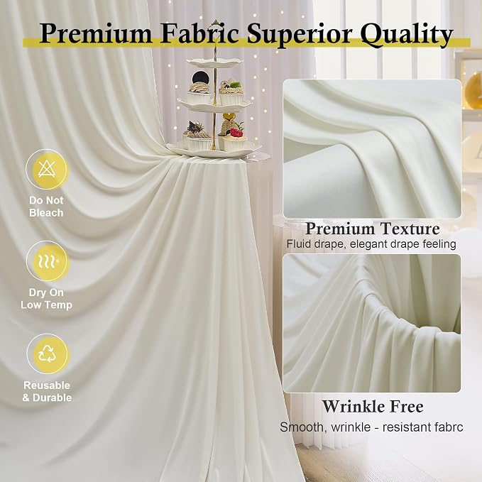 20ft x 15ft Ivory Backdrop Curtains - Image 2