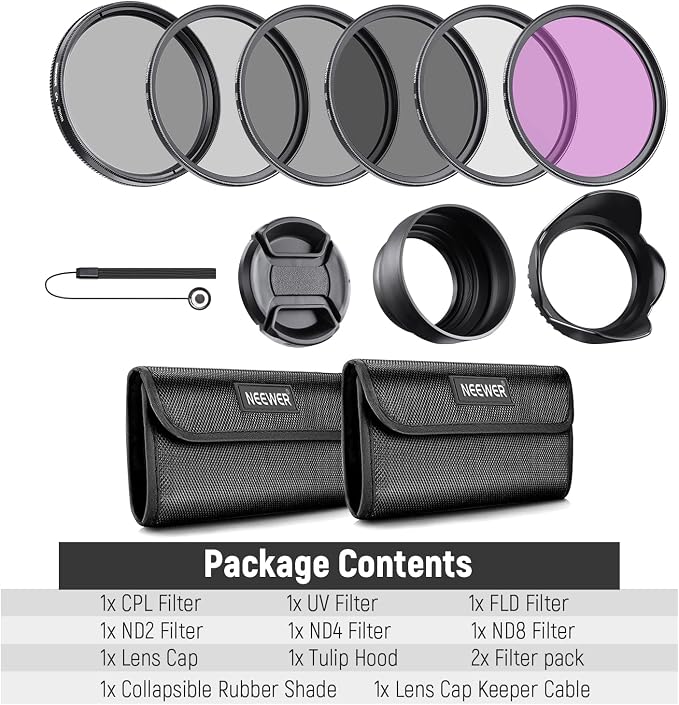 Neewer 49mm ND Lens Filter Kit: UV, Lens Hood and Lens Cap Compatible - Image 9