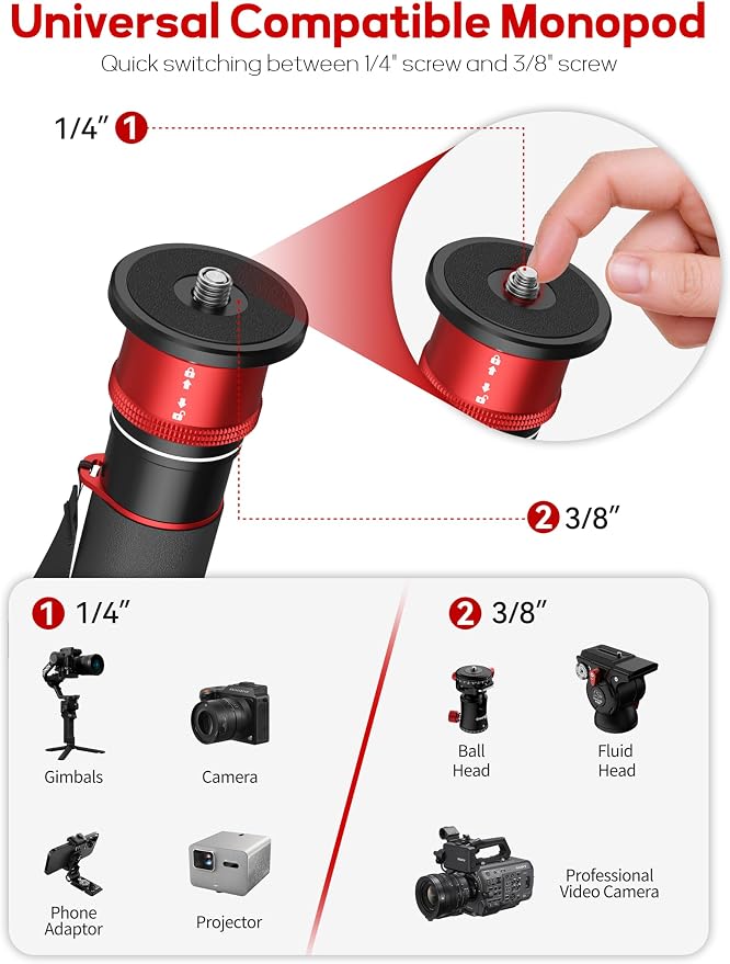 IFOOTAGE Monopod Cobra 3 A180F, Telescopic Video Mono pod Compatible - Image 5