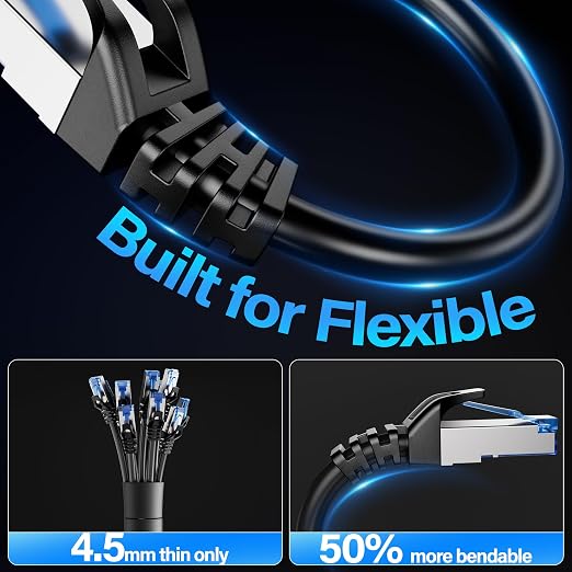 Cat6A Ethernet Cable Shielded 10Gbps 5 ft, Slim Shielded Ethernet Cable Cat 6 - Image 4