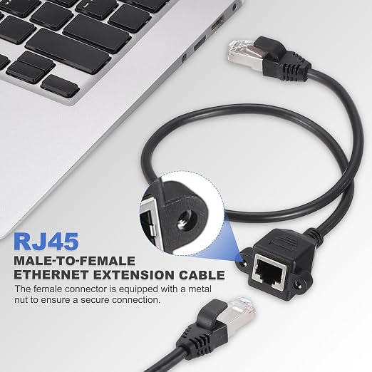 MECCANIXITY Cat5 Ethernet Extension Cable, 1.6Ft RJ45 Male to Female Screw - Image 4