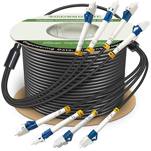250 Meters 4 Core Industrial TPU LC to LC Outdoor Armored Fiber Optic Cable by YUTIANHOME