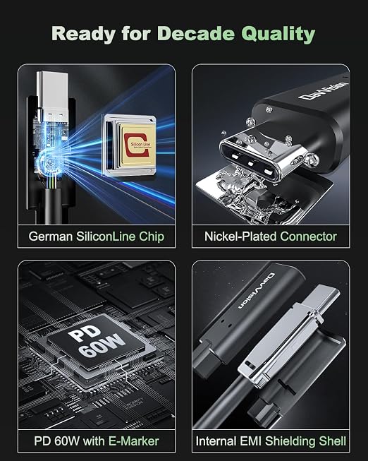 USB C Fiber Optic Cable 33FT Bidirectional Transmission, 10Gbps&PD 60W USB 3.2 - Image 5