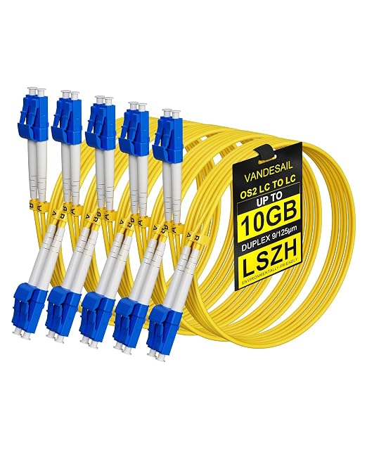 5 Pack OS2 LC to LC Fiber Patch Cable, SingleMode Duplex 1G/10GB Fiber Optical by VANDESAIL