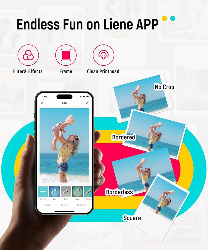 Liene Pearl K100 2x3” Photo Printer, Mini Picture Printer w/ 10 Zink Adhesive - Image 8