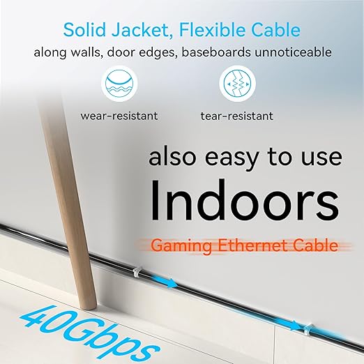 Sokqovt Cat 8 Ethernet Cable Slim 50ft Outdoor&Indoor, Pure Copper Cat8 - Image 6